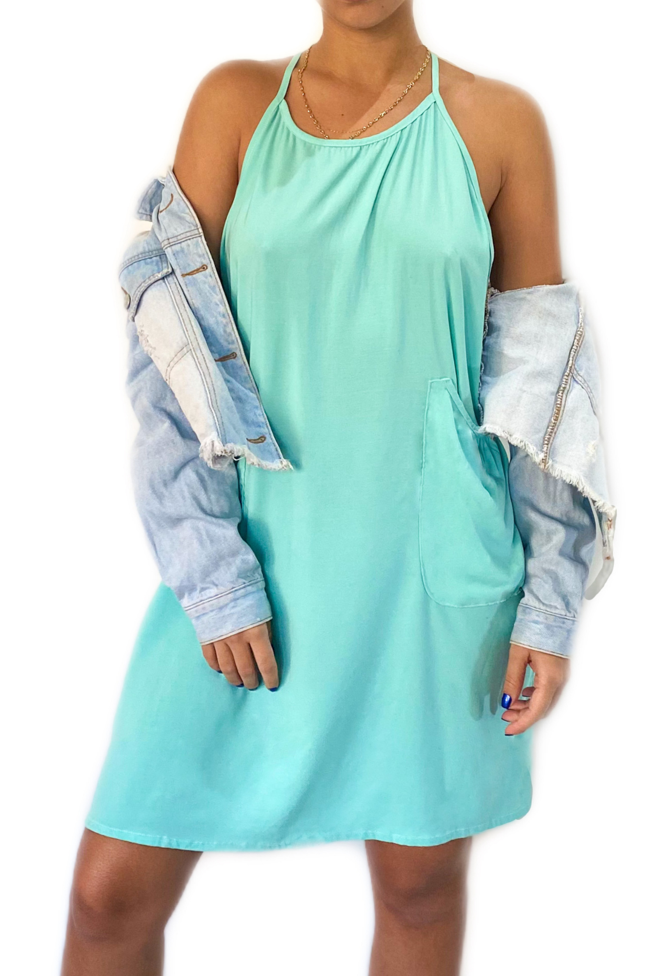 Vestido-pockets corto-minimal-azul-aguamarina-upcycling-moda-fashion-designers-slow-fashion-tiendas-vestidos-elegantes-colombia-largos-ela-verano-bogota-studio-ragged-online-instagram-zara-airydress-maxi-comprar-tienda-virtual-fiesta-medellin-cali-1